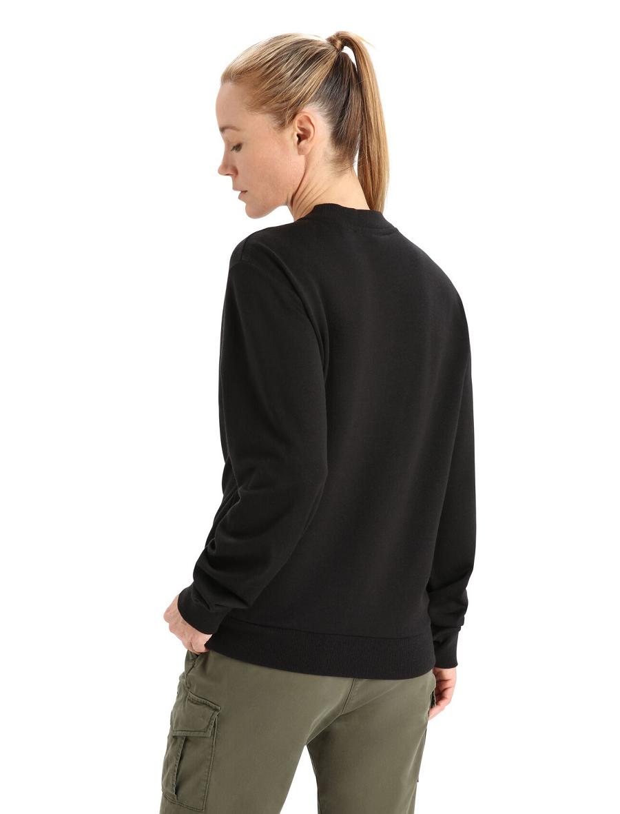 Black Icebreaker Merino Crush Long Sleeve Women's Sweatshirts | AU 1620ILHS